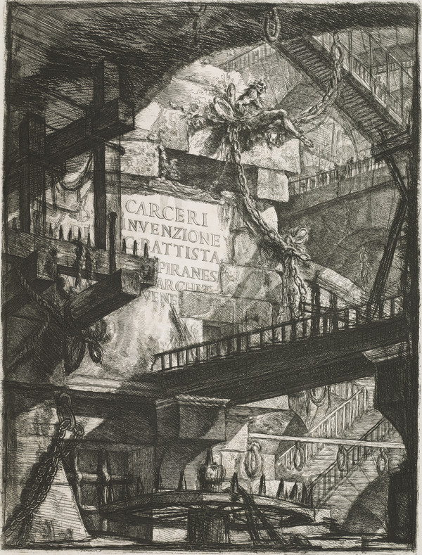 Title page to the 'Carceri d'invenzione' Imaginary Prisons of G