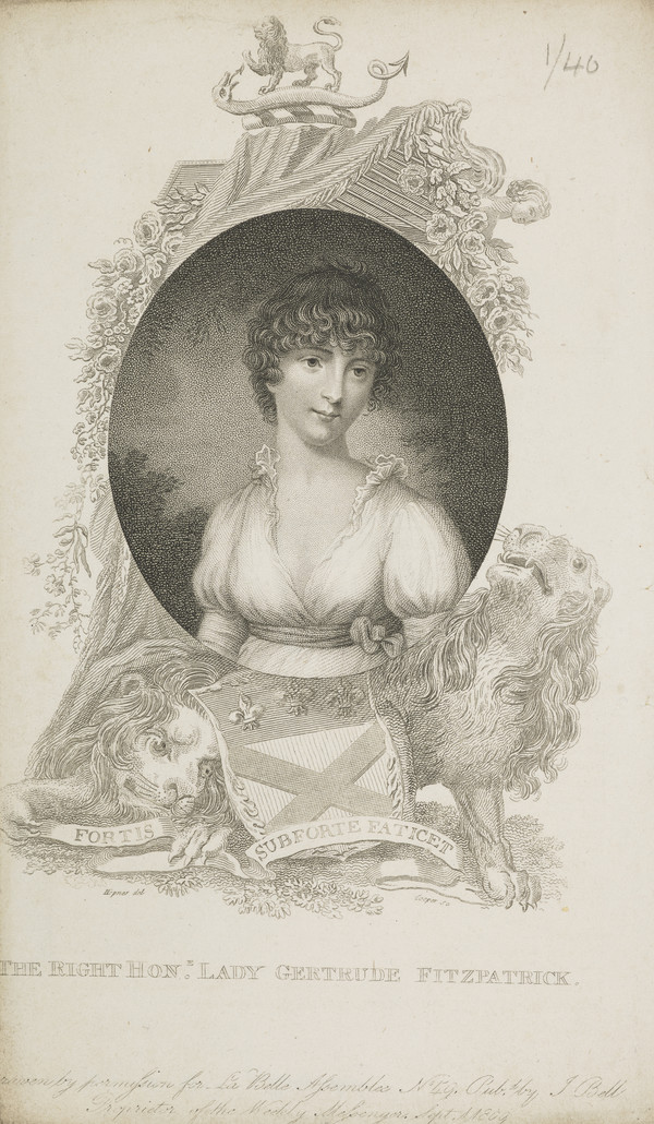 アンティーク 1796年版 銅版画 The Lady Surry（サリー婦人） アンティーク 1796年版 銅版画 The Lady Surry（サリー婦人