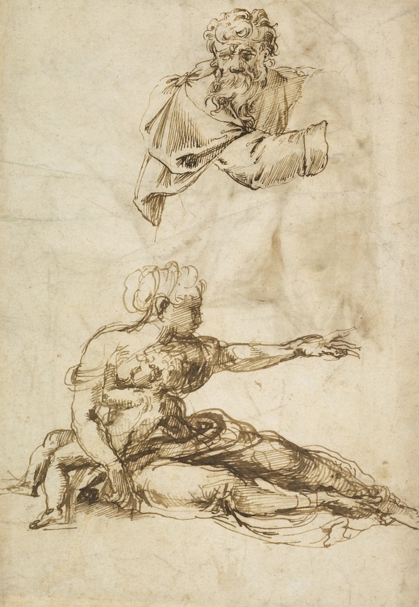 Figure Studies [Verso: Study for a Visitation] by Pirro Ligorio 