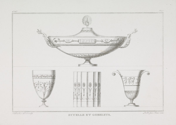 Designs for Silver: Saucieres et Gobelets, Écuelle, Salières (Quatrieme Cahier, Plate 21) by Henri Salembier