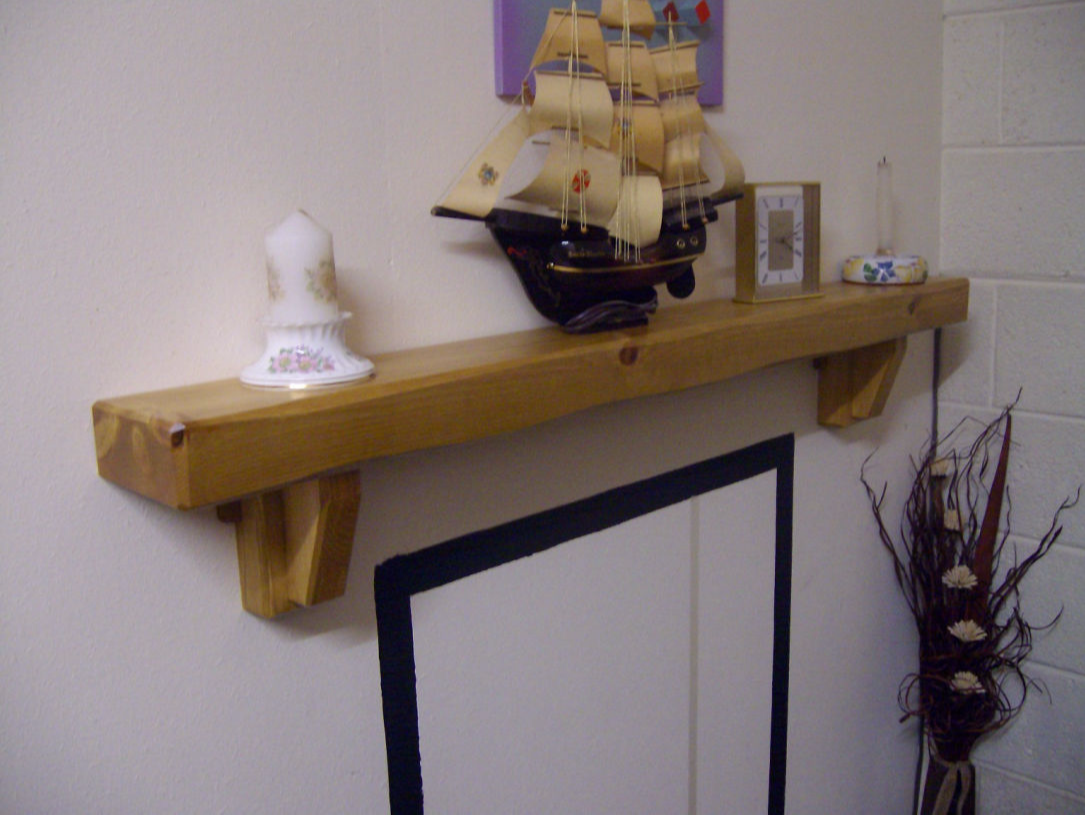 Rustic Pine Mantel Shelf with Corbels Lodge