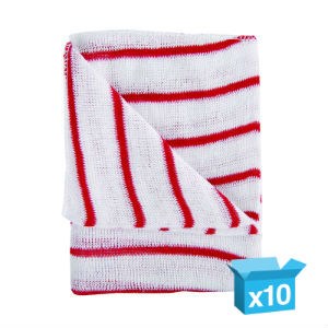 Dishcloths, Stockinette, Large, (Red Stripe) 10 Cloths