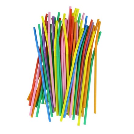 Bar Supp. Straws, Coloured/Striped, Bendy, 6mm, 20cm/8", 250
