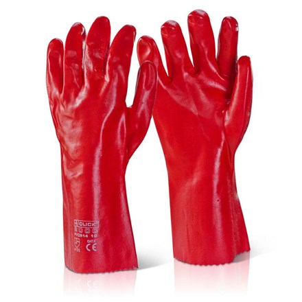 Gloves, Red PVC Gauntlet, 35cm (14"), Pair