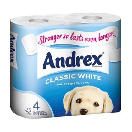 Toilet Rolls, Andrex, Classic White, 2Ply, 6 x 4 Rolls
