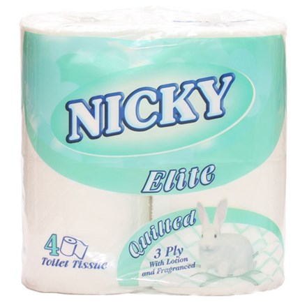 Toilet Rolls, Nicky Elite, 170 Sheet, 3Ply, White, 40 Rolls