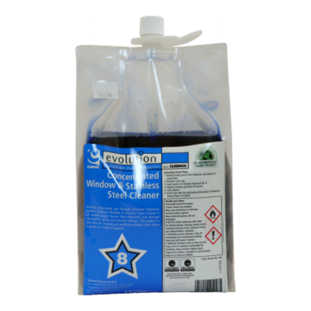 Glass & S. Steel Cleaner, Cleenol, EV8, 2x1.5ltr