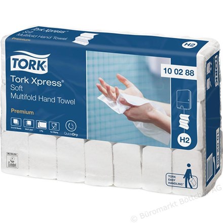 Handtowels, I-Fold, Tork, H2 Premium, 2 Ply, White, 2310 Sheet
