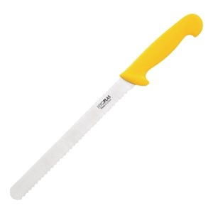 Knife, Hygiplas, Slicer, Serrated, 25.5cm, Yellow