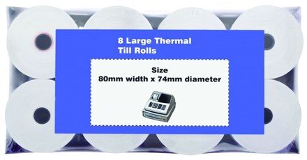 Till Rolls, Thermal, 80x74mm, 8 Rolls