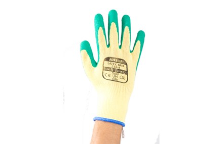 Gloves, Aurelia, PolyCotton, Crinkled Latex Palm, Green, 120 pairs