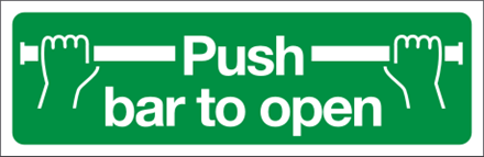 Sign, Push Bar To Open, Self Adhesive