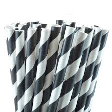Paper straws, Black Stripe, 21cm, 6mm Bore, 250