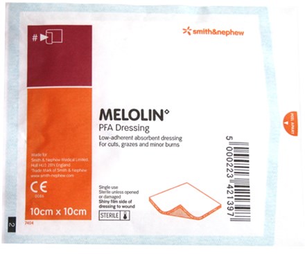 First Aid, Dressing, Melolin, Low Adherent, 10x10cm, 100