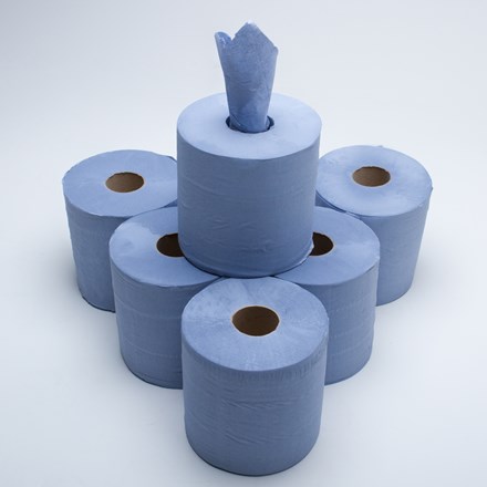 Handwipes, C/Feed Std. 1Ply Blue, 300m x 190mm, 6 Rolls
