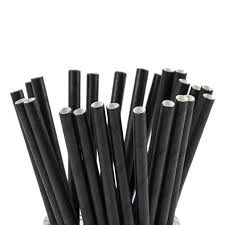 Bar Supp. Straws, 4" Sip Straw, Paper, Black, 1000