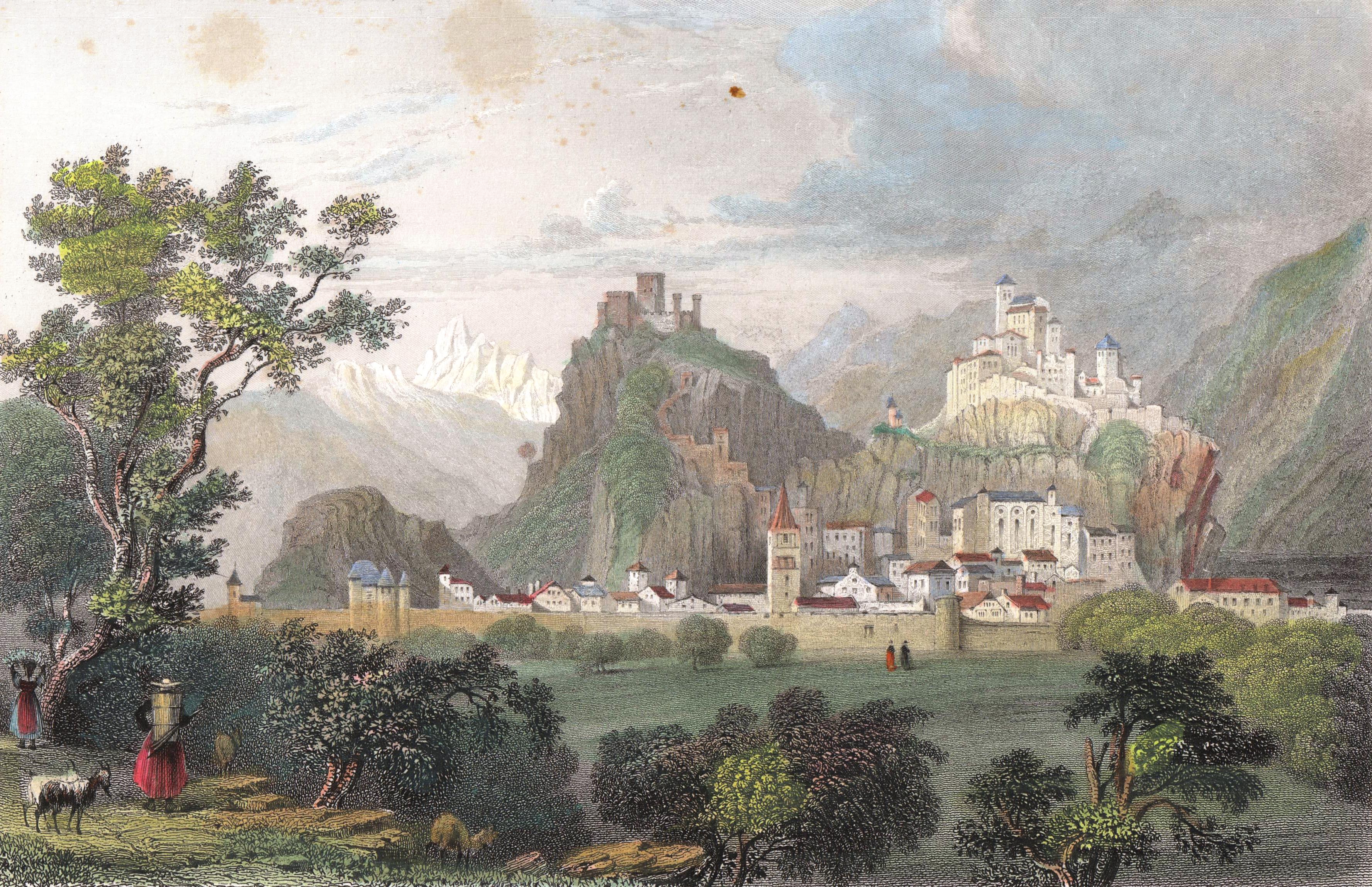 Sion, vue de l'ouest, XVIIIe notreHistoire.ch