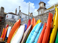 Surfing at Trewhiddle, Cornwall