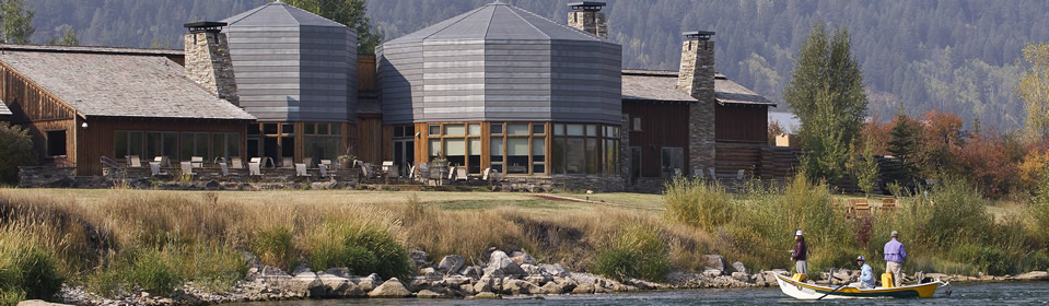 View of the lodge from across the river