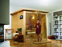 Karibu | Sauna Alabasta 2 met 9 kW bio-combikachel & kroonlijst