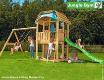 Jungle Gym | Barn + 2-Swing Module X'tra | DeLuxe | Blauw