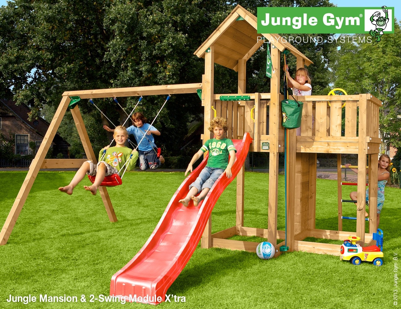 Jungle Gym Mansion 2 Swing Module Xtra Deluxe Donkergroen jungle gym kopen in de aanbieding