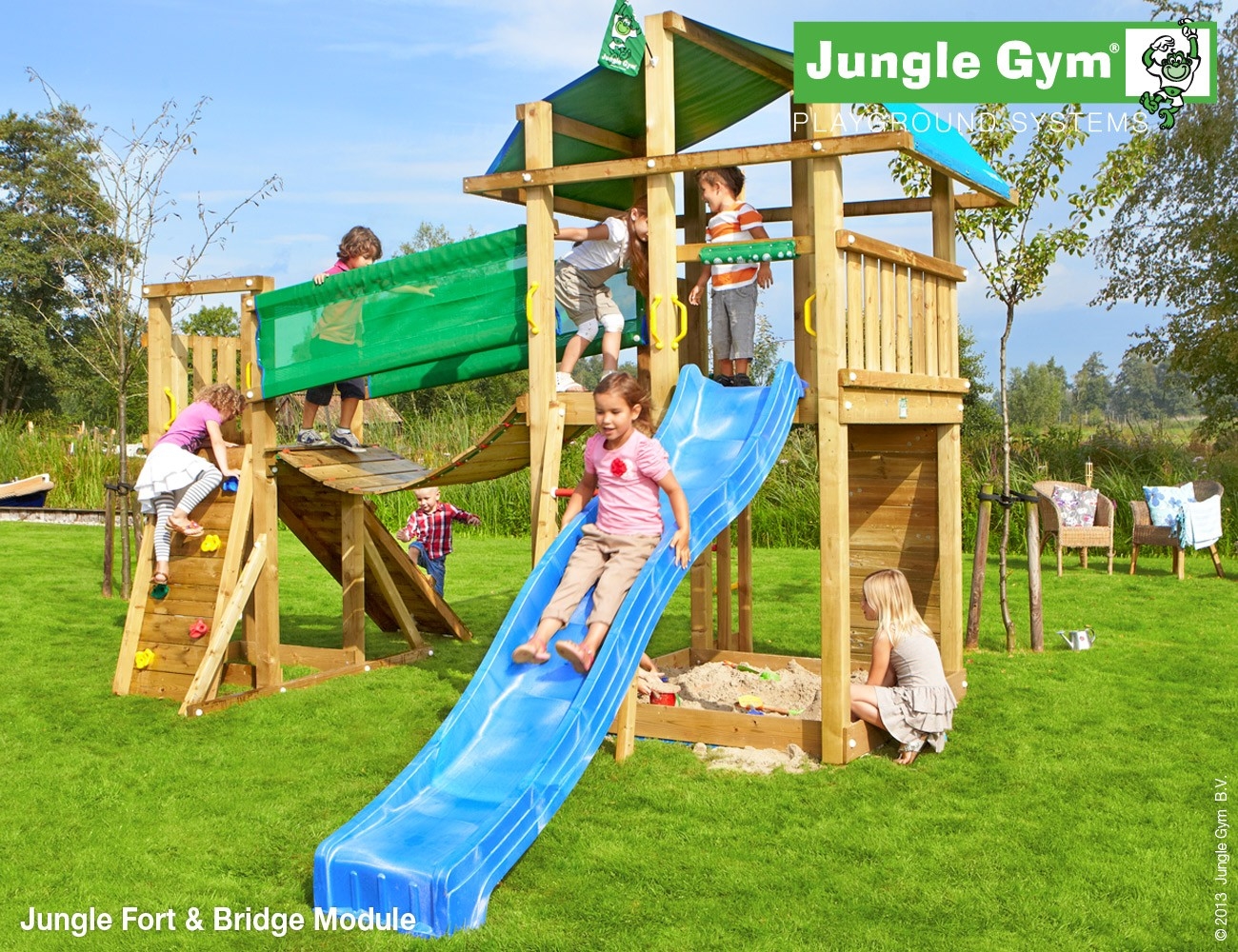 Jungle Gym Fort Bridge Module Deluxe Donkergroen jungle gym kopen in de aanbieding