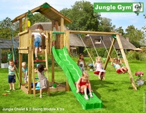 Jungle Gym | Chalet + 2-Swing Module X'tra | DeLuxe | Blauw