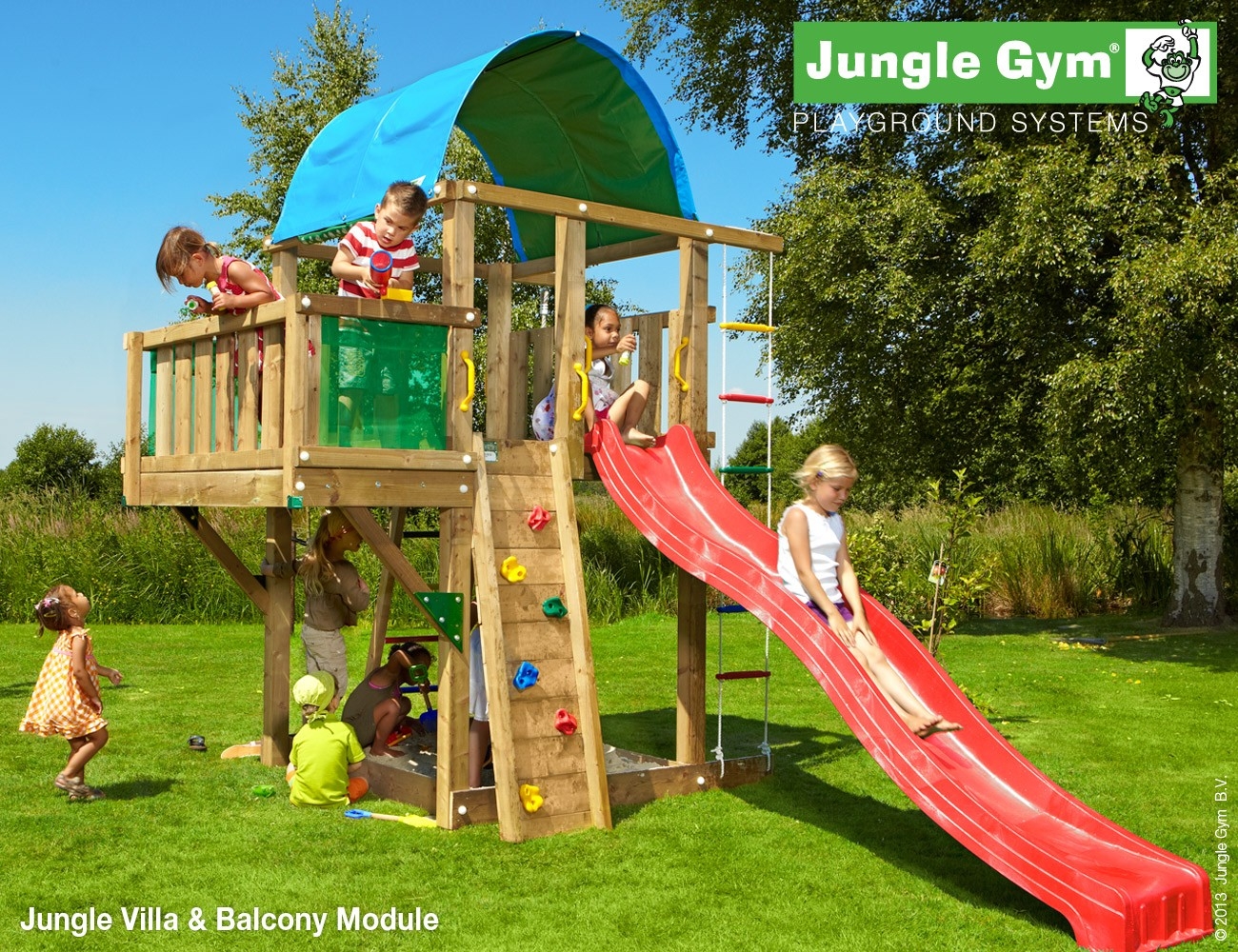 Jungle Gym Villa Balcony Module Deluxe Rood jungle gym kopen in de aanbieding