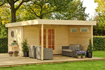Outdoor Life Products | Blokhut Xena met luifel | Voor 300
