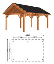 Trendhout | Zadeldakschuur XL 6350 mm | Combinatie 1