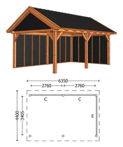 Trendhout | Zadeldakschuur XL 6350 mm | Combinatie 2