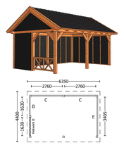 Trendhout | Zadeldakschuur XL 6350 mm | Combinatie 3