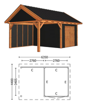 Trendhout | Zadeldakschuur XL 6350 mm | Combinatie 4