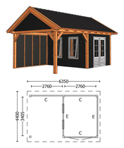 Trendhout | Zadeldakschuur XL 6350 mm | Combinatie 5