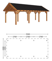 Trendhout | Zadeldakschuur XL 9260 mm | Combinatie 1