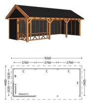 Trendhout | Zadeldakschuur XL 9260 mm | Combinatie 3