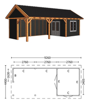 Trendhout | Zadeldakschuur XL 9260 mm | Combinatie 5