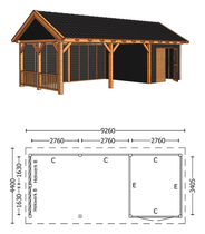 Trendhout | Zadeldakschuur XL 9260 mm | Combinatie 4