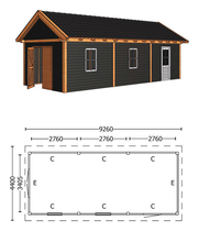 Trendhout | Zadeldakschuur XL 9260 mm | Combinatie 6
