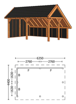Trendhout | Kapschuur De Hoeve XL 6.35m | Combinatie 2