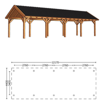 Trendhout | Zadeldakschuur XL 12170 mm | Combinatie 1