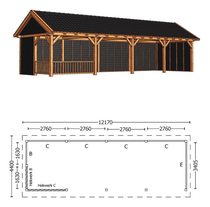 Trendhout | Zadeldakschuur XL 12170 mm | Combinatie 2