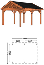 Trendhout | Buitenverblijf Zadeldakschuur L 5000 mm | Combinatie 1