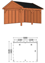 Trendhout | Buitenverblijf Zadeldakschuur L 5000 mm | Combinatie 2