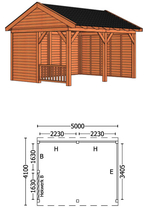 Trendhout | Buitenverblijf Zadeldakschuur L 5000 mm | Combinatie 3