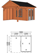 Trendhout | Buitenverblijf Zadeldakschuur L 5000 mm | Combinatie 4