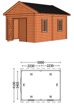 Trendhout | Buitenverblijf Zadeldakschuur L 5000 mm | Combinatie 6