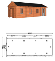 Trendhout | Buitenverblijf zadeldakschuur L 9800 mm | Combinatie 6