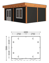 Trendhout | Buitenverblijf Regina XL 6000 mm | Combinatie 6